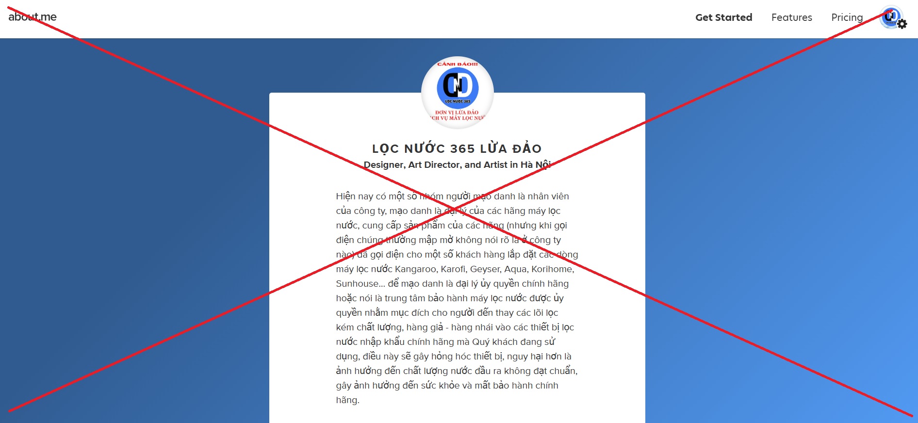 THÔNG CÁO BÁO CHÍ: Đính chính thông tin sai lệch về "Lọc Nước 365" trên nền tảng About.me